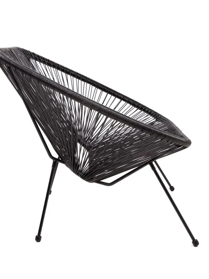 Ławka ACAPULCO z okrągłej linki technorattan czarna 2-osobowa 134x78x86 cm