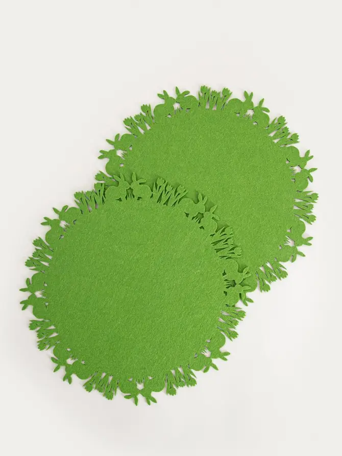 Maty stołowe LAGO filcowe zielone, zestaw 2szt. 35cm