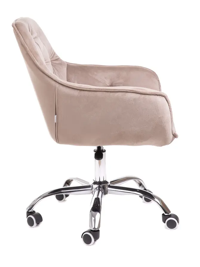 Fotel FLOSSI welurowy obrotowy beżowy 57x61x80-90 cm