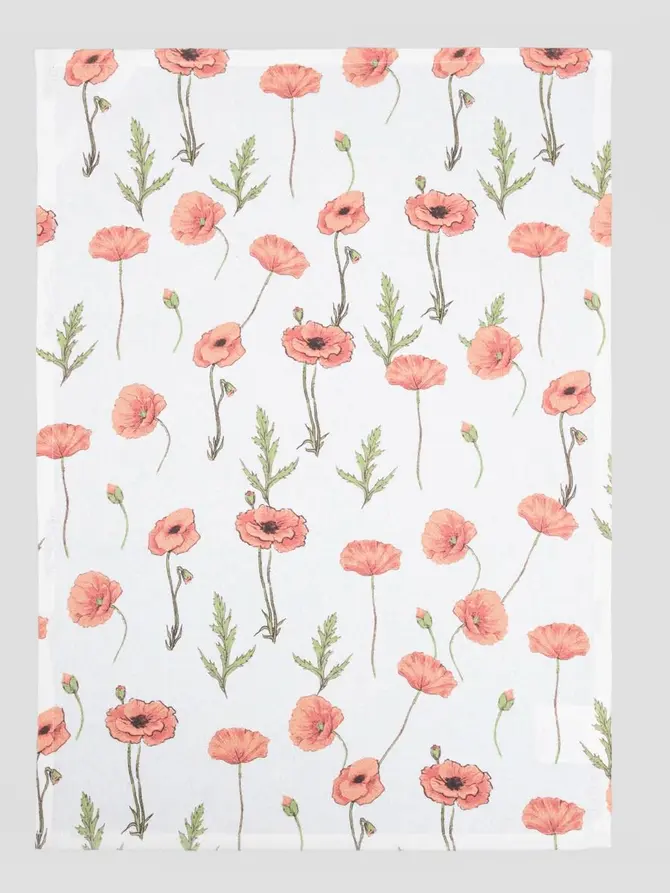 Zestaw ścierek kuchennych MEADOW FLOWERS w maki + waffel 2*45x65 cm