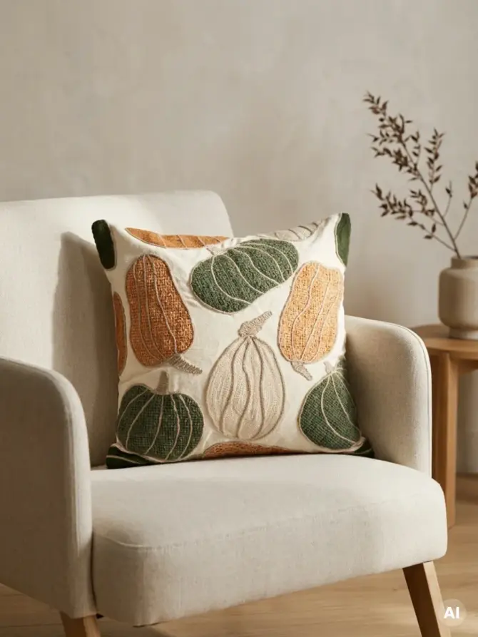 Poszewka CYNTHIA w wyszywane strukturalne dynie 45x45 cm