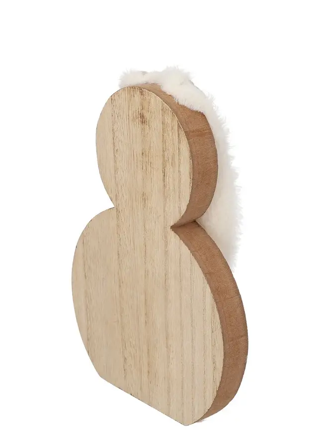 Dekoracja ESSON królik drewniany z pluszowymi uszami 15 cm