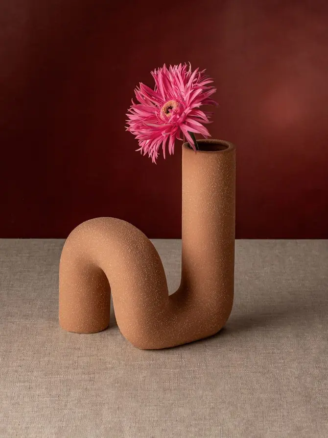 Wazon TWIST ceramiczny zakręcony beżowy 13x17 cm