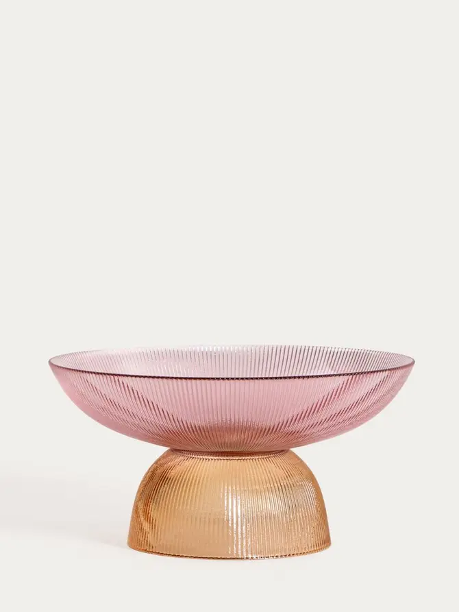 Patera MEGALO szklana różowo - żółta 25 cm