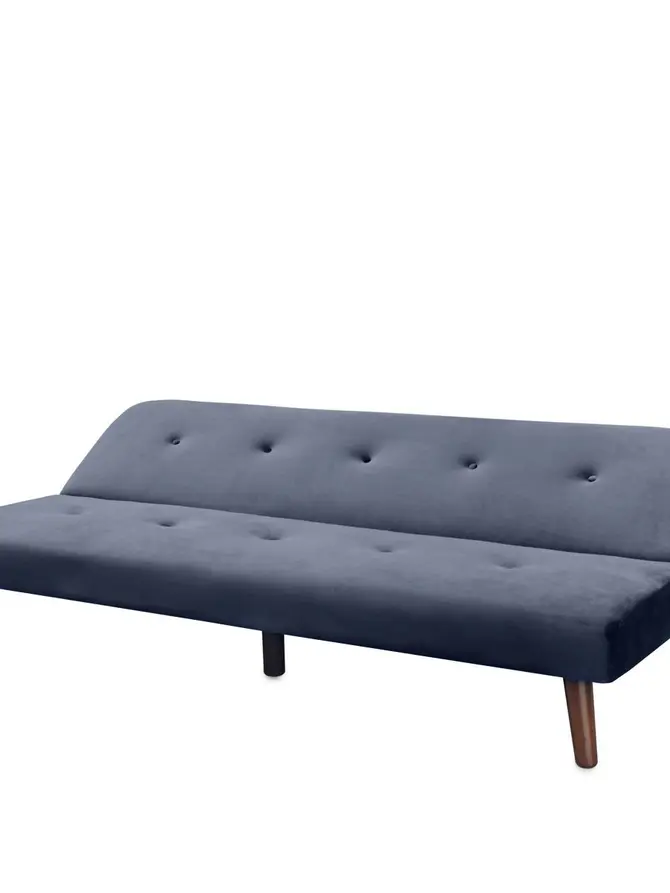 Sofa RINKO sofa 3-osobowa, z funkcją spania, welurowa granatowa 195x81x74 cm
