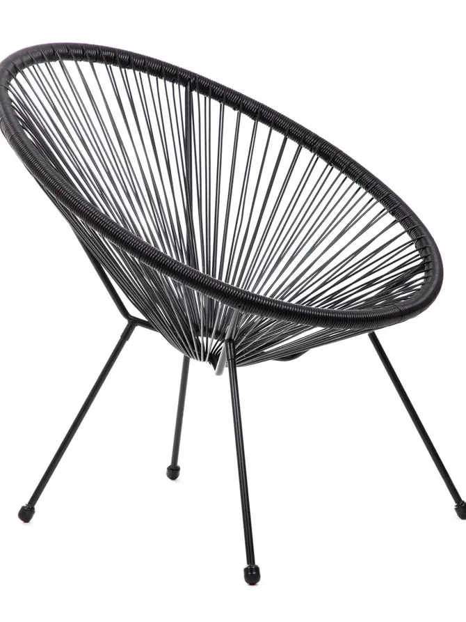 Fotel ACAPULCO FIESTA z okrągłej linki technorattan czarny 70x73x80 cm