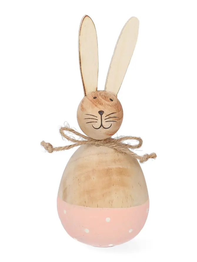 Królik OLI drewniany różowy 18 cm