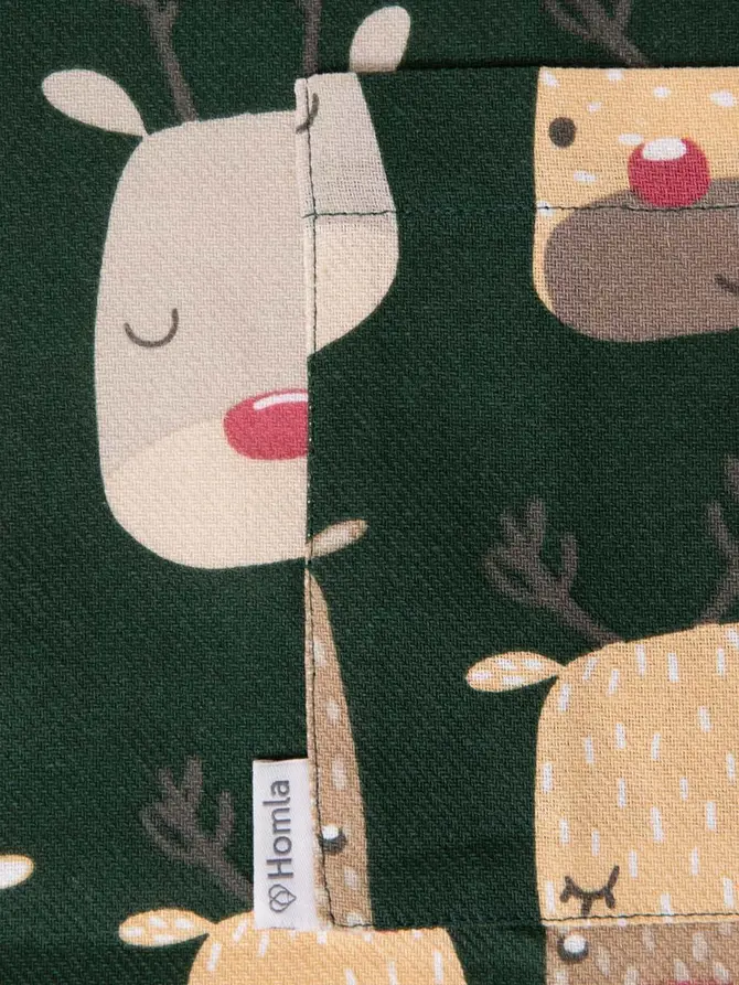 Fartuch dziecięcy REINDEER zielony z nadrukiem w renifery 50x60 cm