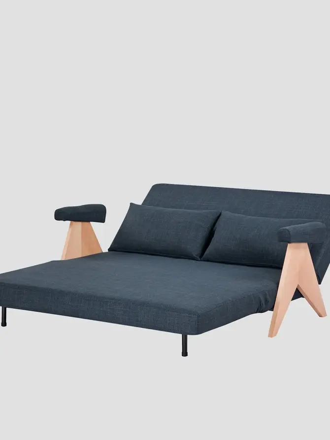 Sofa CALORE 2-osobowa, z funkcją spania granatowa 157x90x82 cm