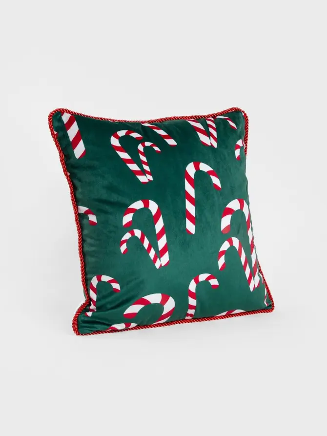 Poszewka INGRA z motywem laski cukrowej zielona 45X45 cm