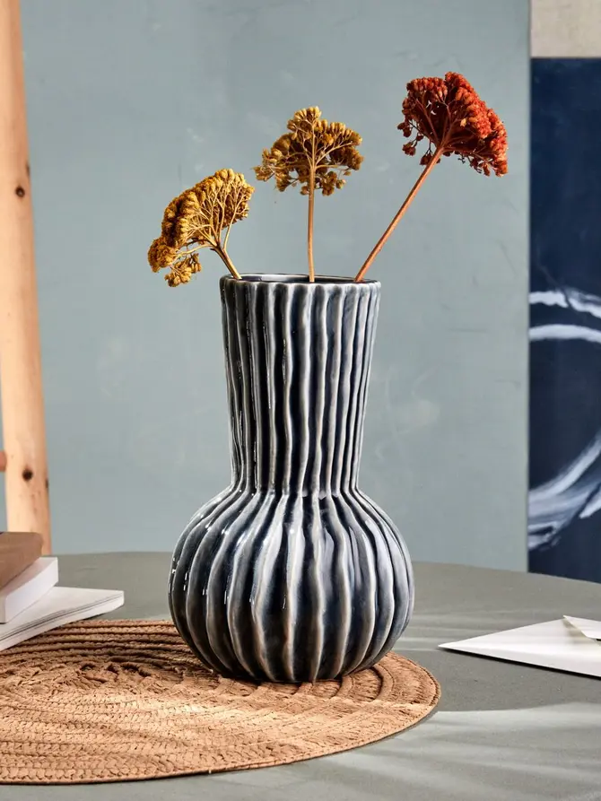 Wazon DELLI ceramiczny granatowy 14x14x22 cm