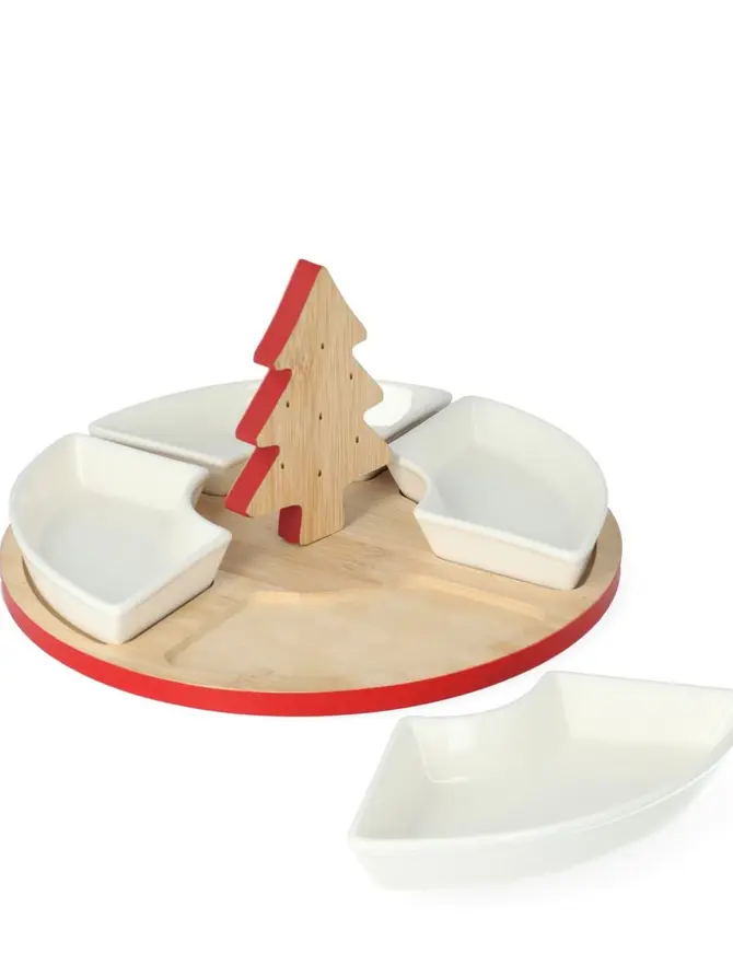 Deska TROEL okrągła z miseczkami i choinką na środku, 4szt. 24 cm