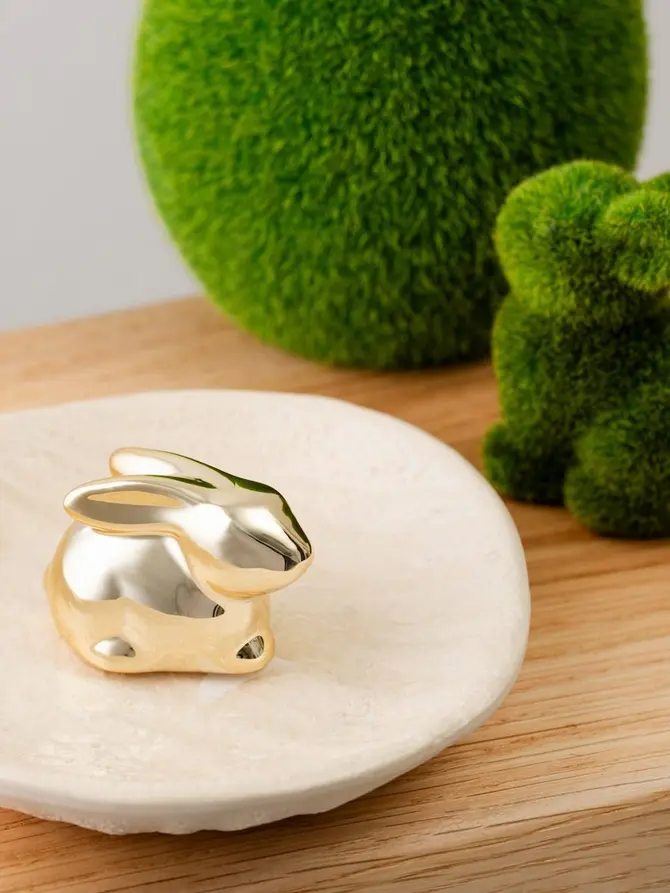 Figurka DESO królik porcelanowy złoty 5,3x3,5x3,9 cm