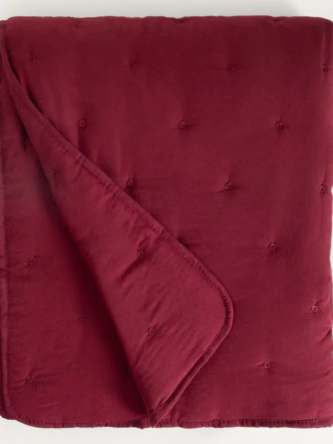 Narzuta QUILLY pikowana burgundowa 200x220cm