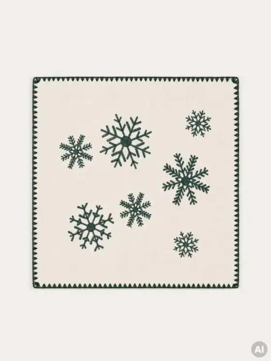 Poszewka ORIEL w zielone śnieżynki 45x45 cm