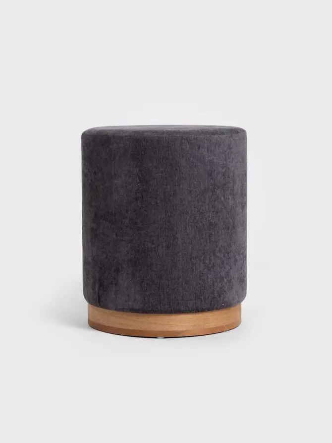 Pufa FICA WOOD w tkaninie szara 35x35x42 cm