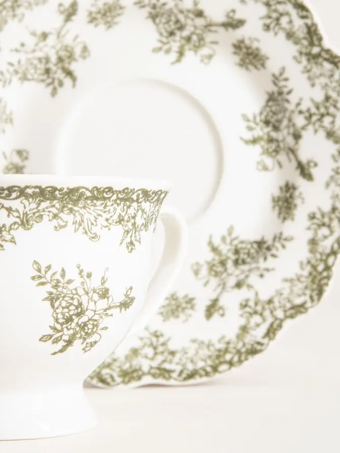 Filiżanka ze spodkiem LOURRY porcelanowa zielona 0,2 l