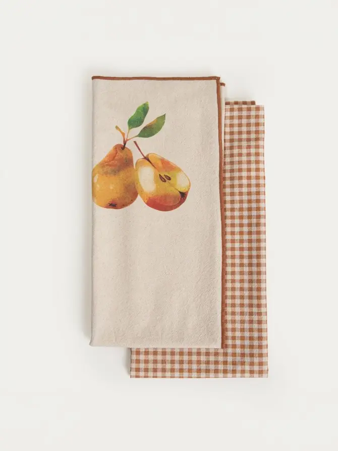 Zestaw ścierek kuchennych SKORD bawełnianych ze wzorem gruszki 2*45x65 cm