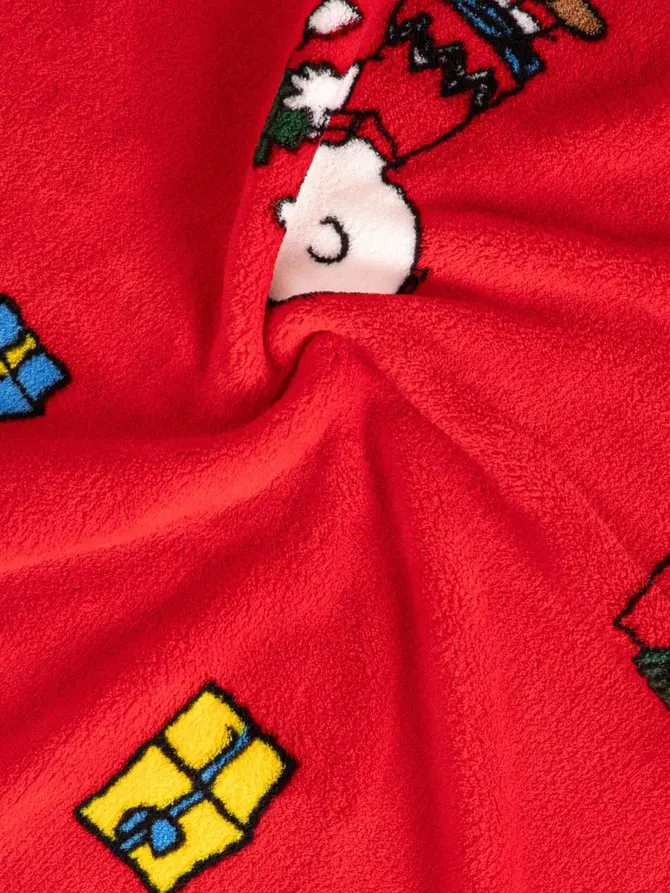 Koc SNOOPY czerwony ze świątecznym wzorem SNOOPY 150x200 cm