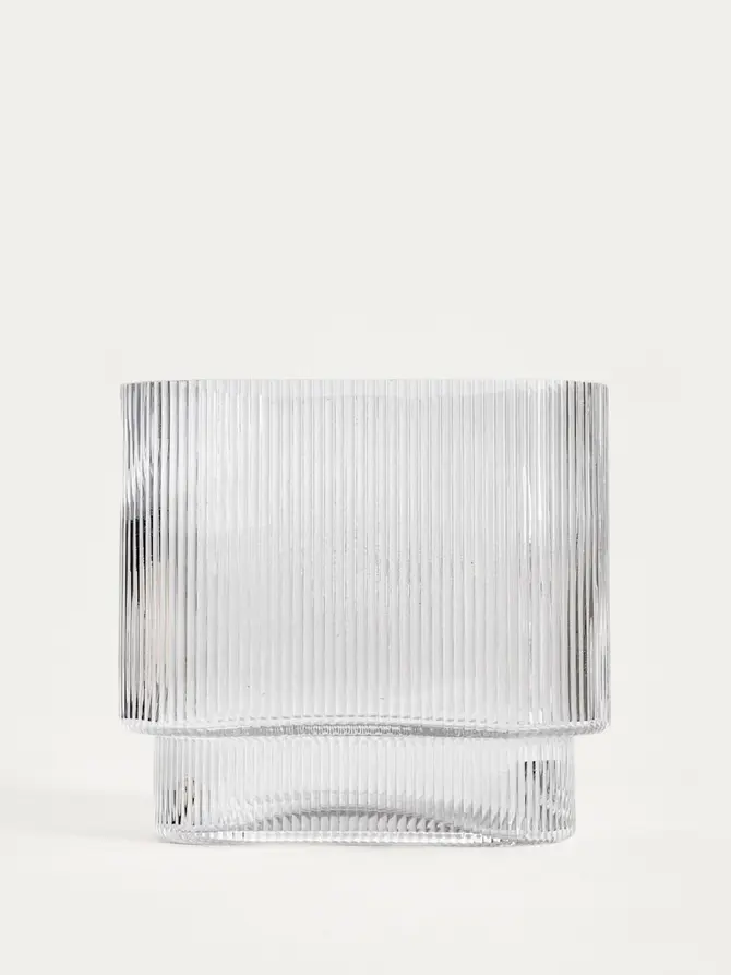 Wazon AMER szklany podłużny prążkowany transparentny 20x10x18,5 cm