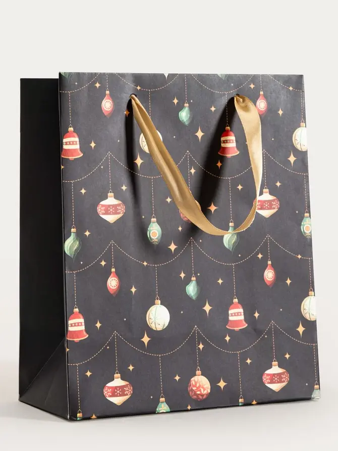 Torebka prezentowa CYMKA bombki czarne 19x23x10 cm