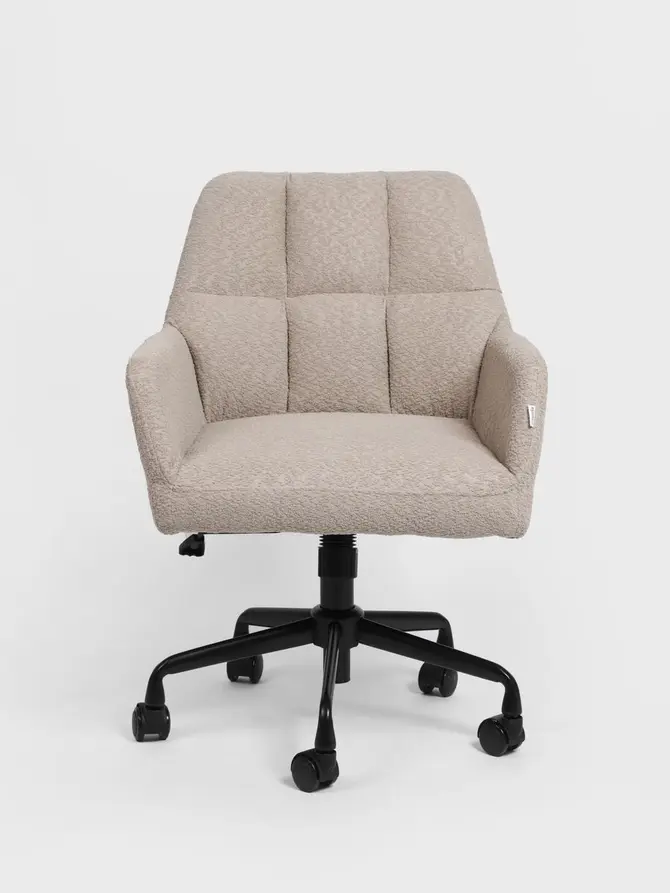 Fotel SEENSA obrotowy beżowy w tkaninie TEDDY 58x67x81-89 cm
