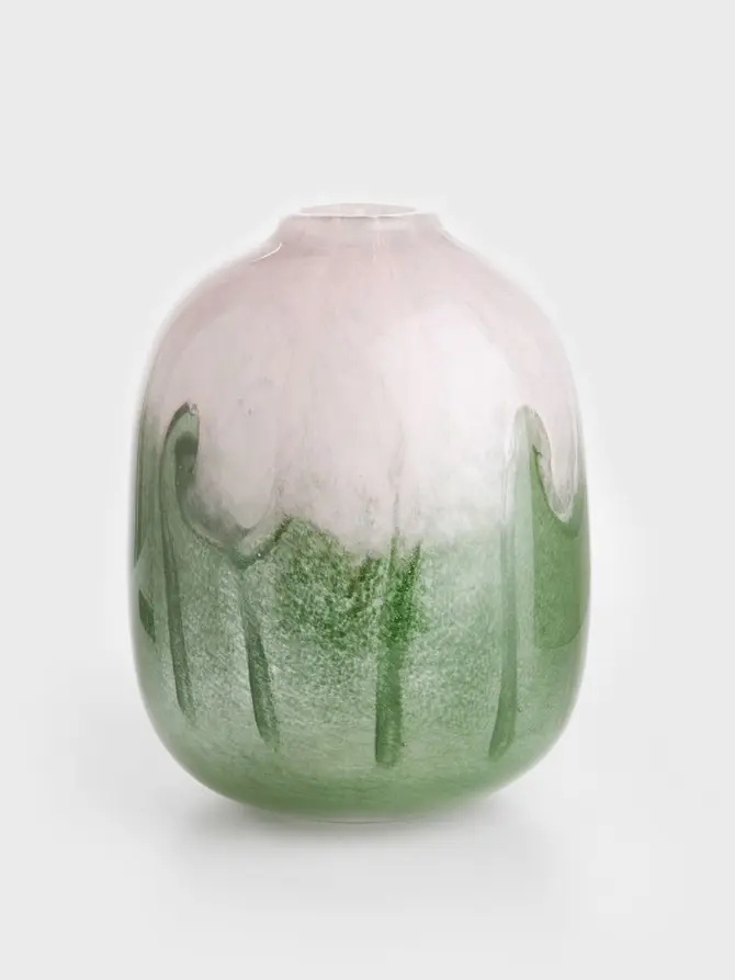 Wazon OMBRE szklany ombre beżowo-zielony 15,54x20 cm