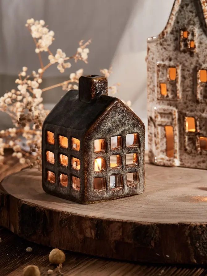 Lampion ESMALTE domek ceramiczny 6,5x6,5x10 cm