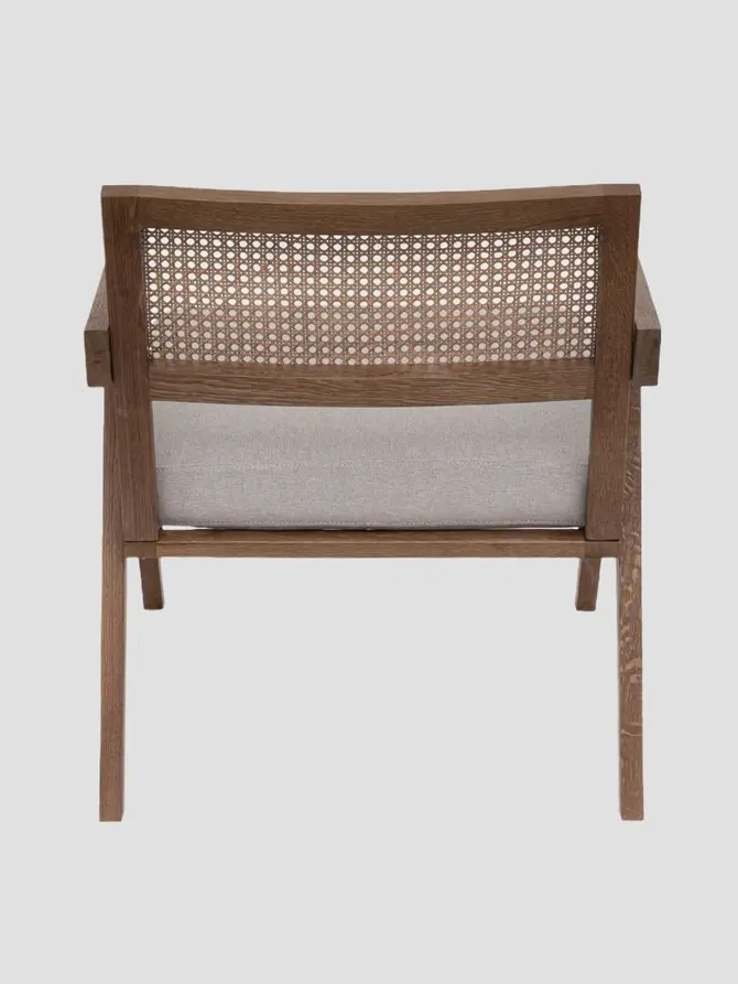 Fotel FEDELE drewniany dębowy z rattanem brązowy 63x75x75 cm