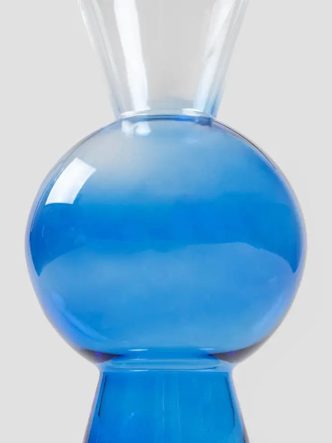 Wazon VASEO szklany niebieski transparentny 7x25cm