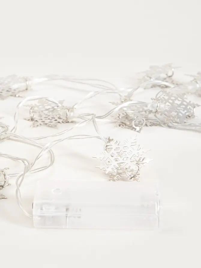 Lampki SNOFLOCK srebrne śnieżynki 10 LED