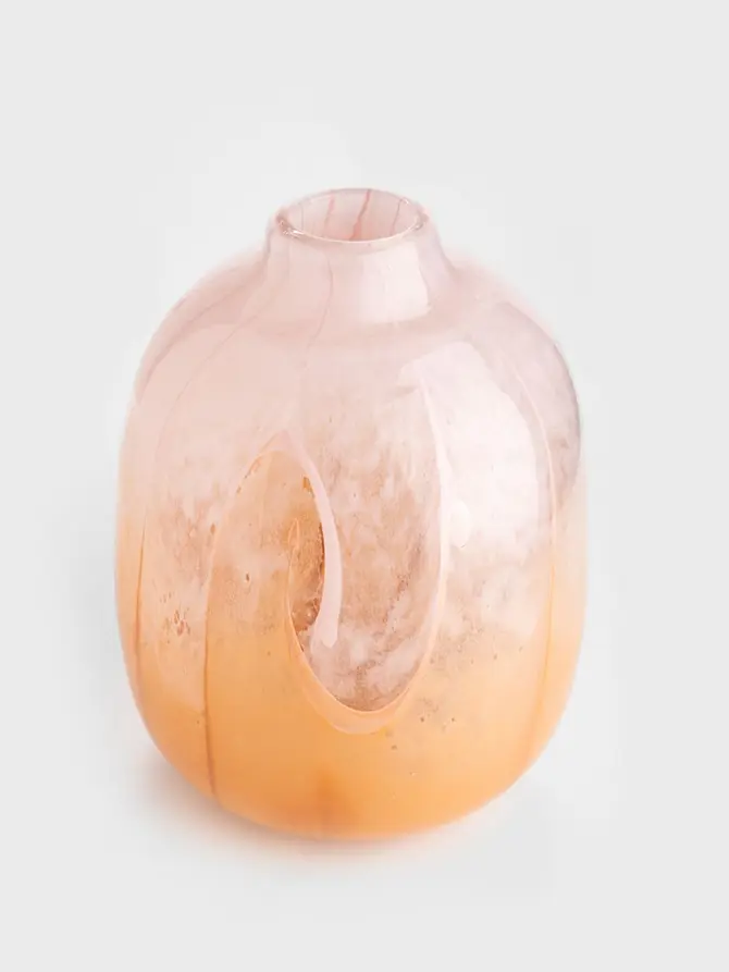Wazon OMBRE szklany omber beżowo-brązowy 15,54x20 cm