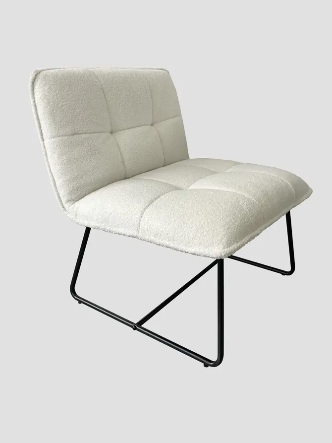 Fotel NELOX w tkaninie TEDDY BOUCLE ecru 63x69x73 cm