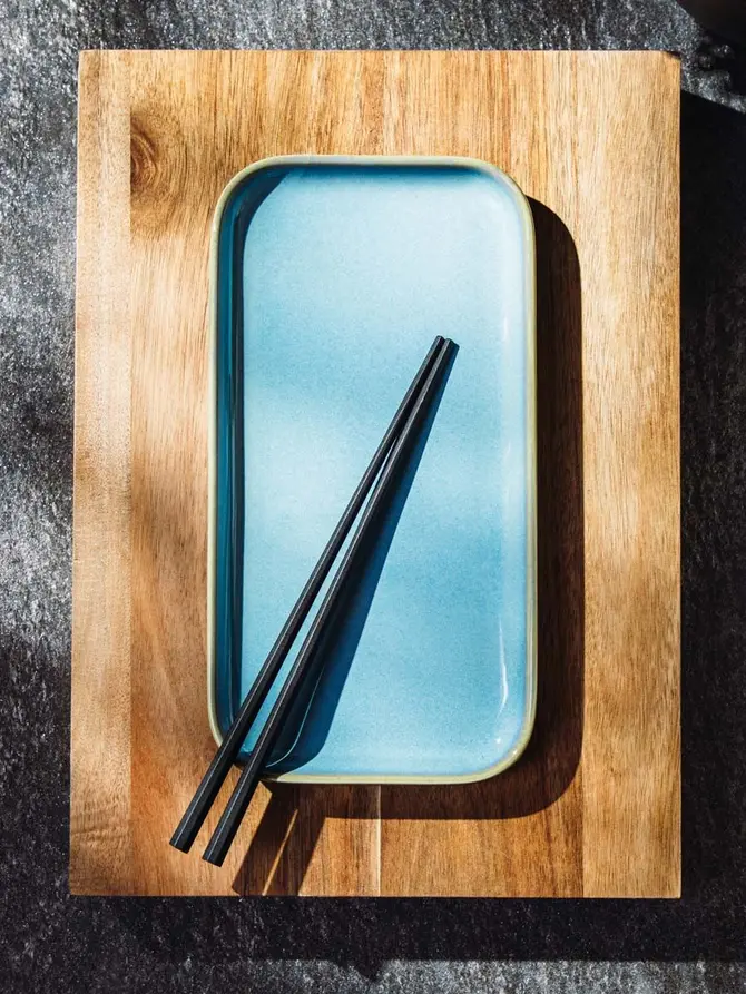 Talerz OKINAWA na sushi turkusowy 25x13 cm
