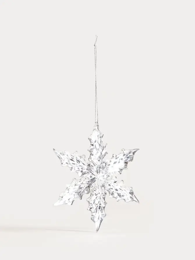 Zawieszka ASTRE śnieżynka z ostrokrzewu srebrna 12,5 cm
