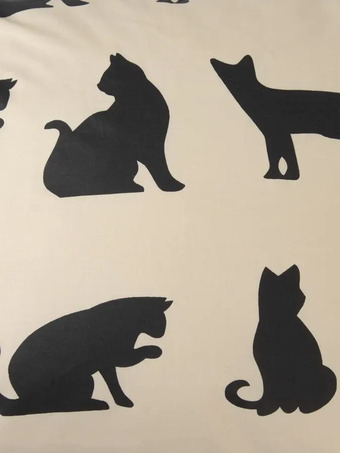 Pościel POES bawełniana beżowa w koty 140x200 + 1*70x80 cm