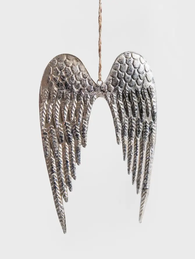 Zawieszka OLDY METAL srebrne skrzydła małe 14,5 x 9 cm
