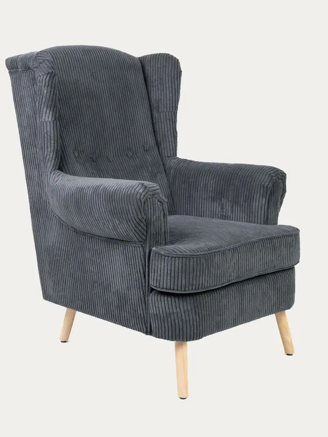 Fotel FOSSBY FASO sztruksowy szary 86x85x108 cm
