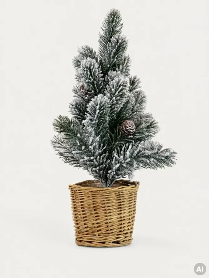 Choinka ATTIS ośnieżona w ratanowej doniczce 36 cm