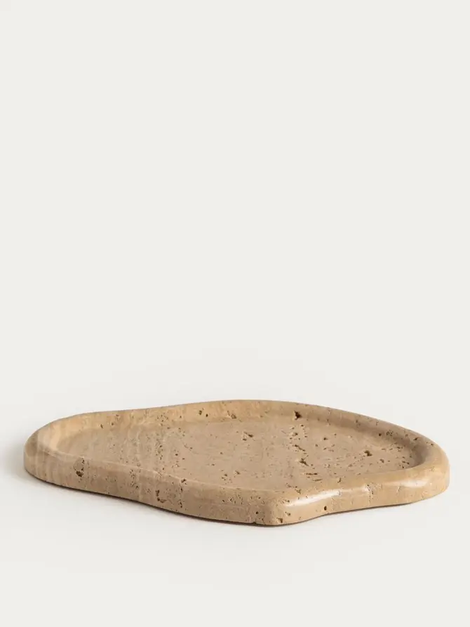 Taca dekoracyjna MARMURI nieregularna z trawertynu 23x15x1,5 cm