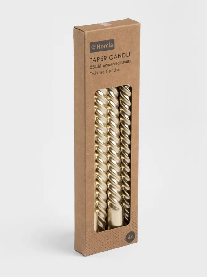 Świece stołowe TABLE CANDLES kręcone złote 4 szt. x 44 g