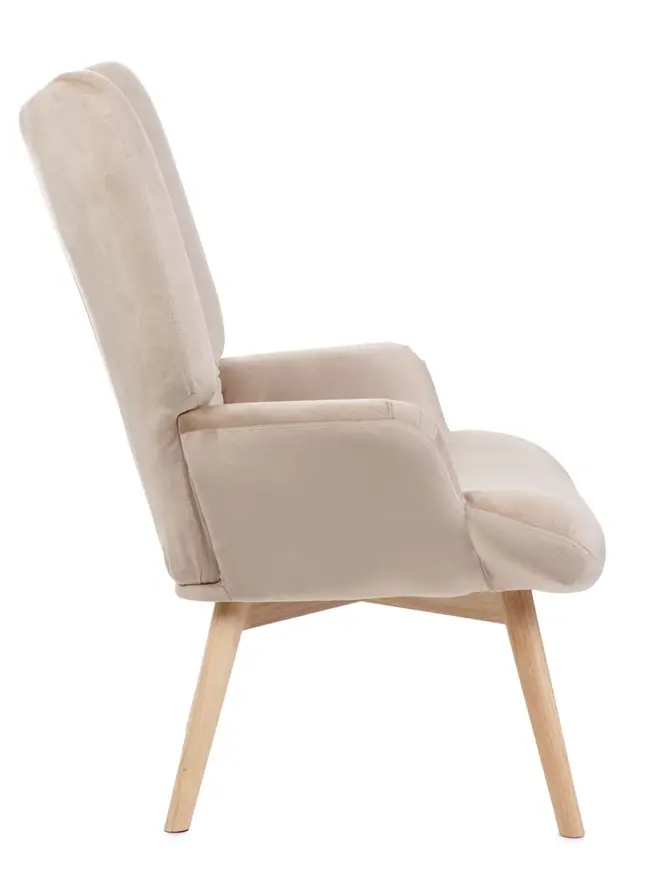 Fotel MOSS welurowy beżowy 70x55x95 cm