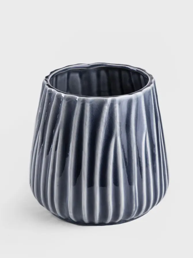 Osłonka na doniczkę DELLI ceramiczna niebieska 17,5x17,5x16 cm