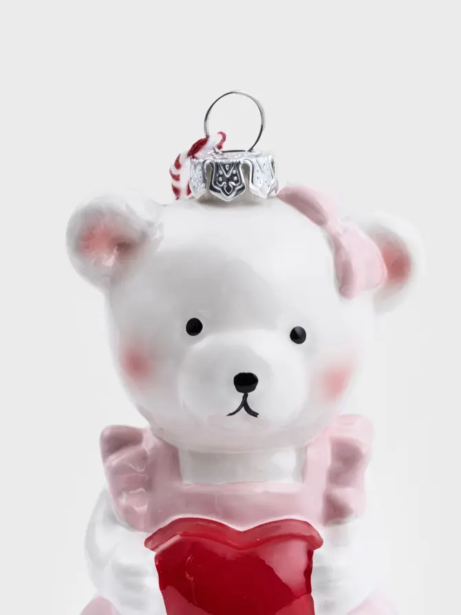 Zawieszka EVI PINK miś różowy z serduszkiem 11 cm