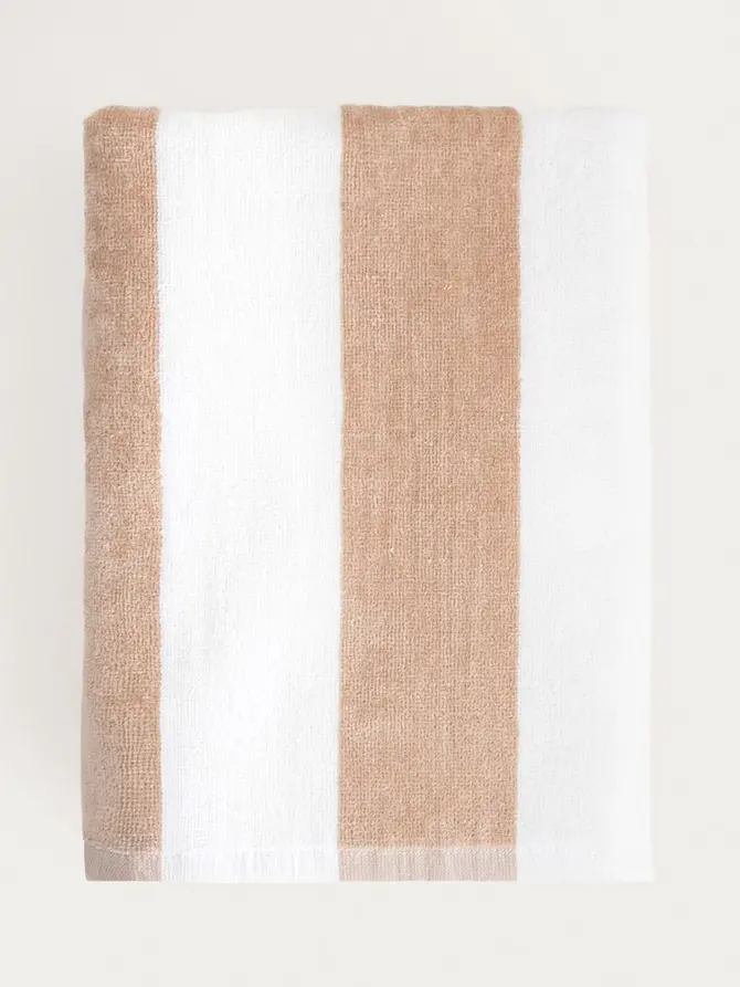 Ręcznik LAWENA w biało-beżowe pasy 70x130 cm