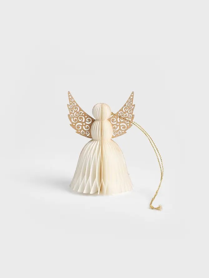 Zawieszka GALLA anioł papierowy kremowy 12 cm