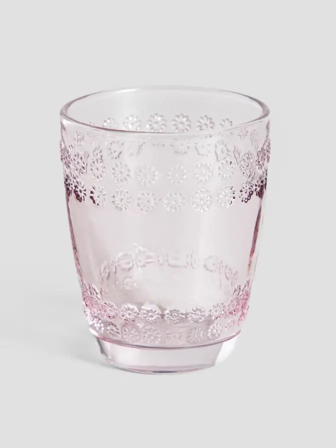 Szklanka ERBA różowa ze zdobieniami 0,27 l