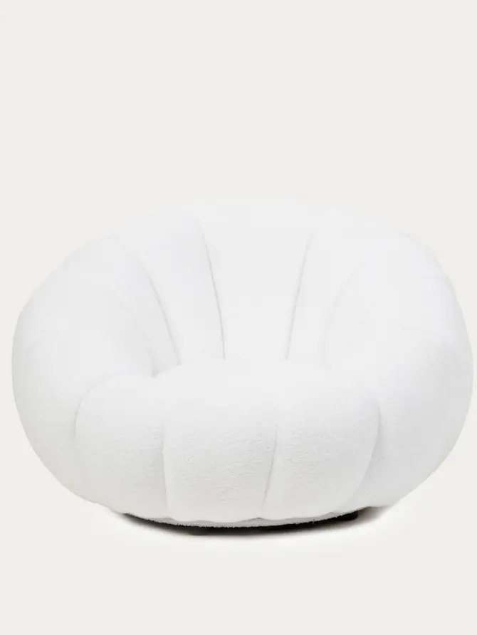 Fotel DOUILL obrotowy ecru w tkaninie TEDDY 94x88x62 cm
