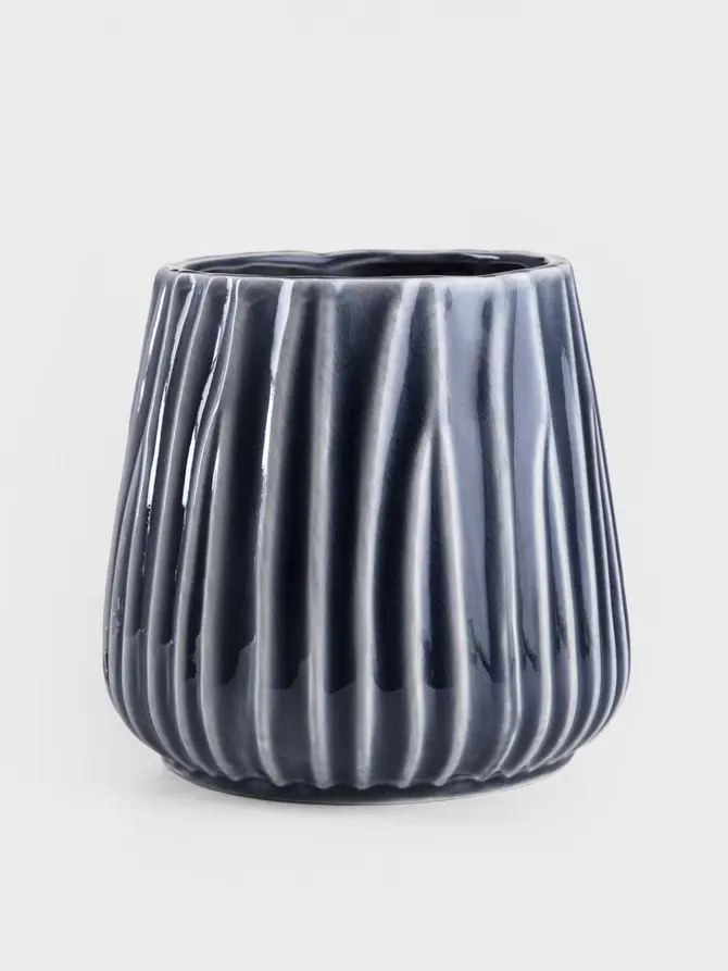 Osłonka na doniczkę DELLI ceramiczna niebieska 17,5x17,5x16 cm