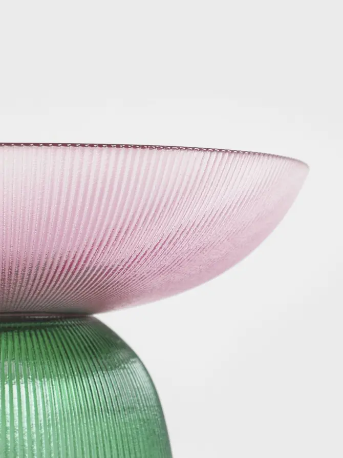 Patera MEGALO szklana różowo - zielona 25 cm
